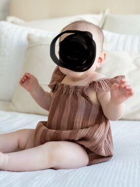 Quincy Mae Rust Brown Ruffle Baby Romper